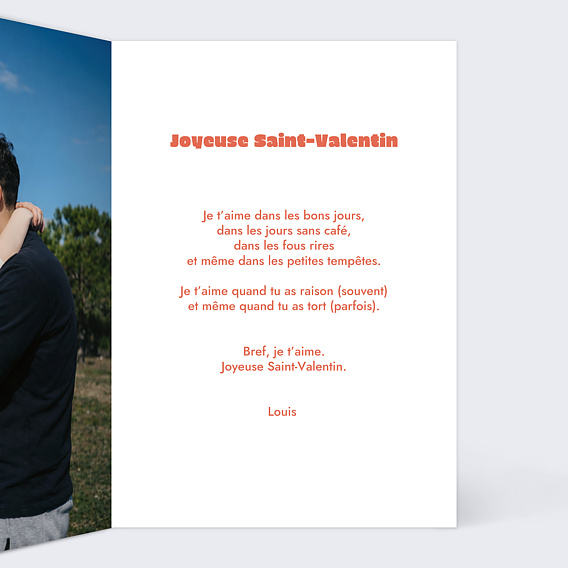 Carte d'amour Couple en film d'animation Intérieur Droit