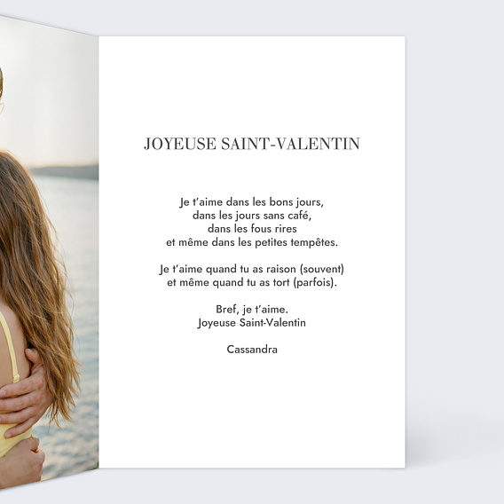 Carte d'amour Couple en illustration minimaliste Intérieur Droit