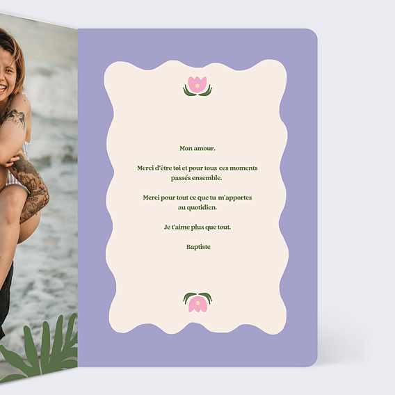 Carte d'amour Fleurs modernes Intérieur Droit