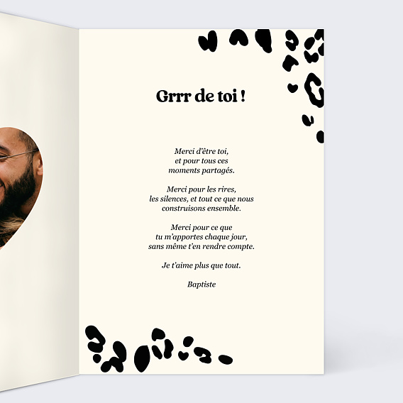 Carte d'amour Léopard Intérieur Droit