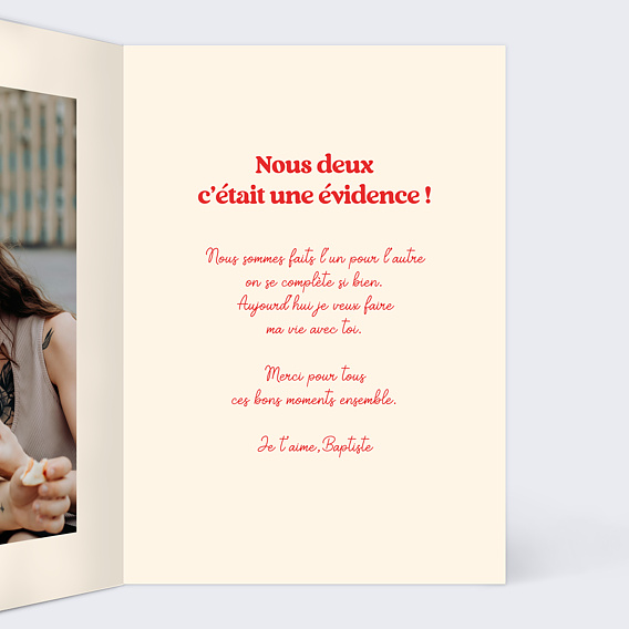 Carte d'amour Love you more than Intérieur Droit