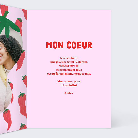 Carte d'amour Motif piments Intérieur Droit