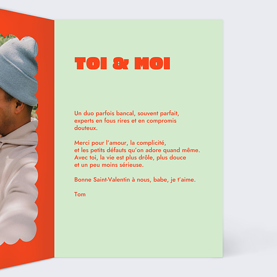 Carte d'amour Quatre mots Intérieur Droit