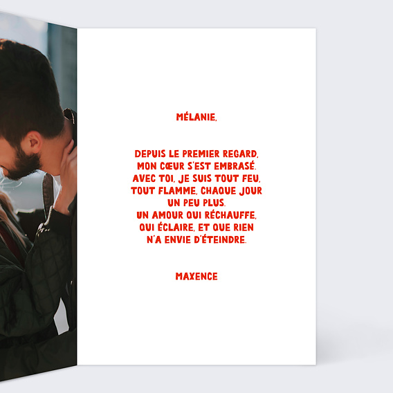 Carte d'amour Tout feu tout flamme Intérieur Droit