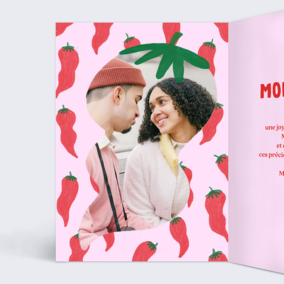 Carte d'amour Motif piments Intérieur Gauche