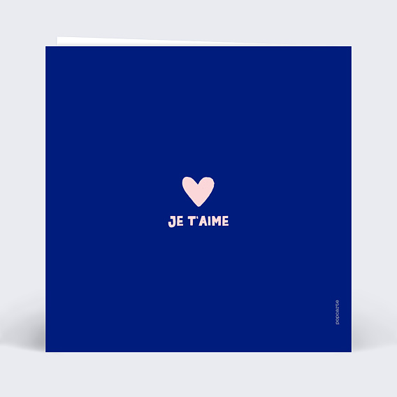 Carte d'amour Typo cœur bleu Verso