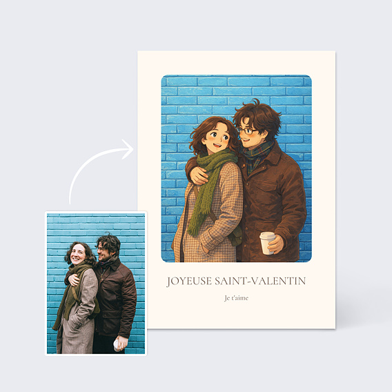 Carte d'Amour Couple en manga