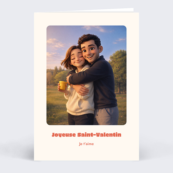 Carte d'amour Couple en film d'animation Recto