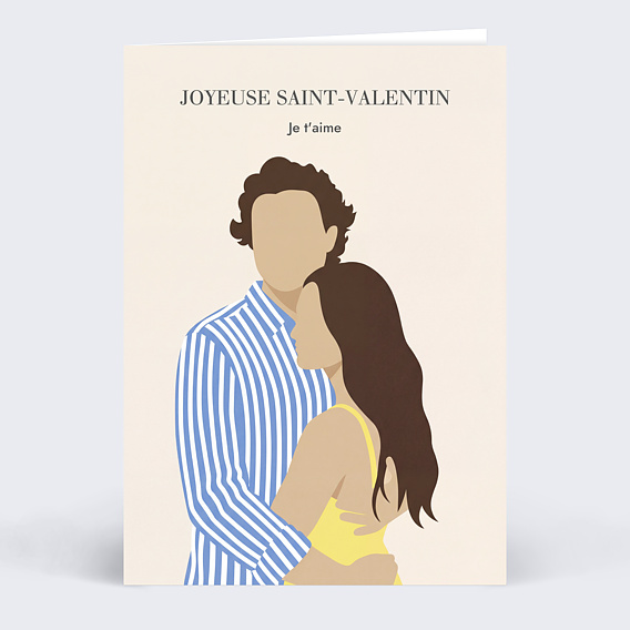 Carte d'amour Couple en illustration minimaliste Recto