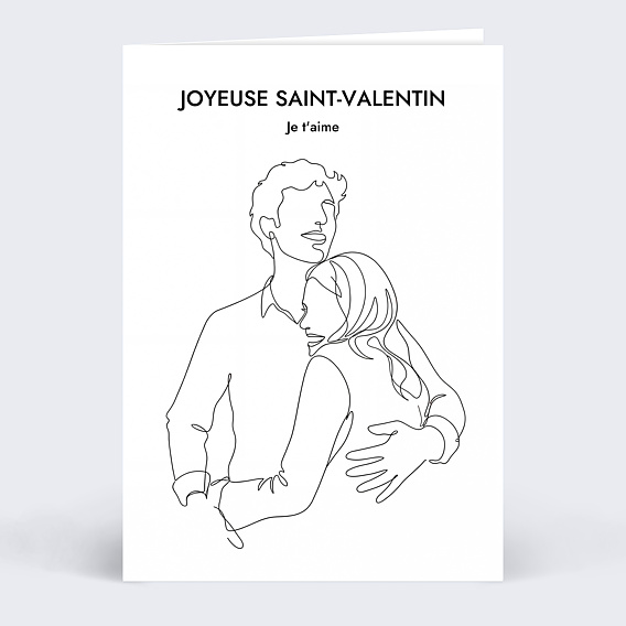 Carte d'amour Couple en line art Recto