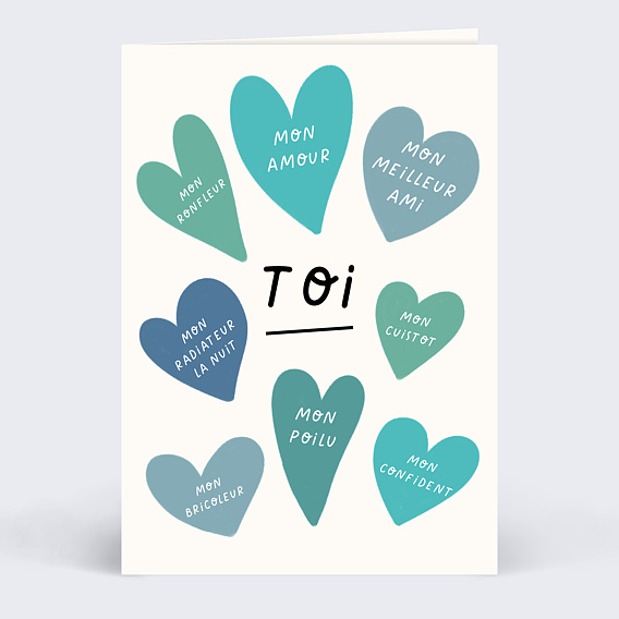 Carte d'amour Unique bleu