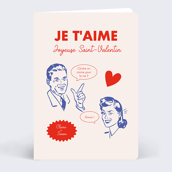 Carte d'amour Couple Vintage