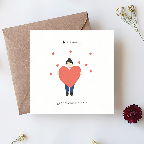 Carte d'amour Je t'Aime Grand Comme ça !