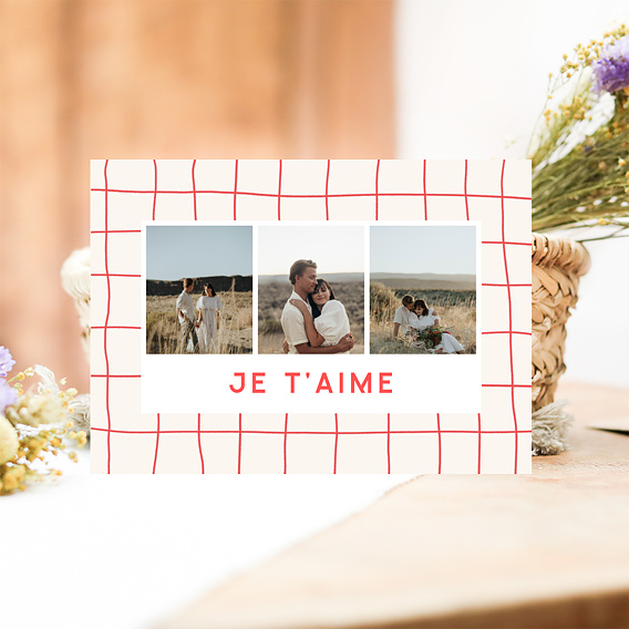 Carte d'amour Plaid Rouge