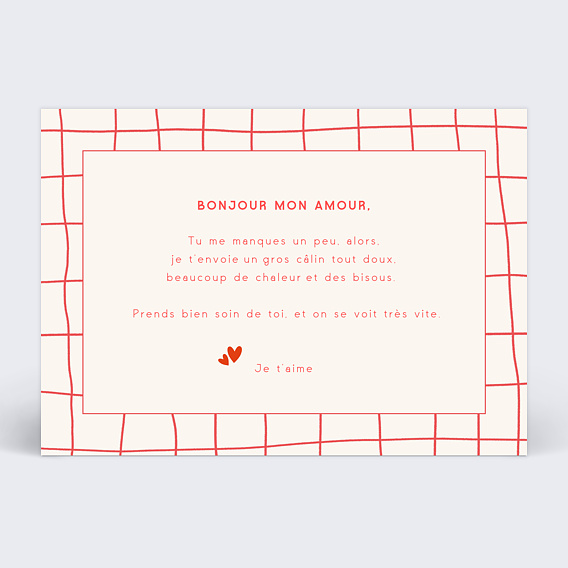 Carte d'amour Plaid Rouge Verso
