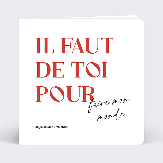 Carte d'amour Il faut de toi Recto