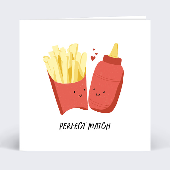 Carte d'amour Frites et Ketchup Recto