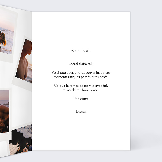 Carte d'amour Pêle-Mêle Polaroid Intérieur Droit