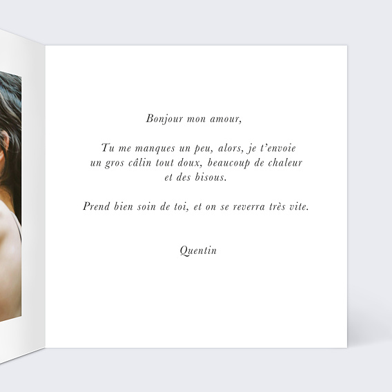 Carte d'amour Affection Intérieur Droit