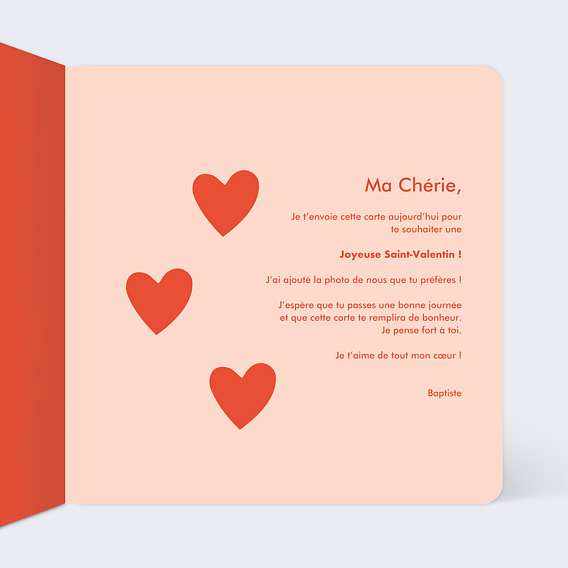 Carte d'amour Chanson d'Amour Intérieur Droit
