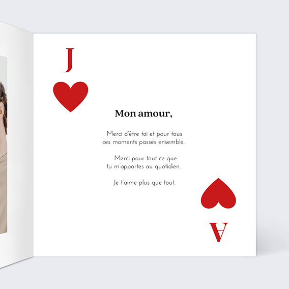Carte d'amour Roi de cœur  Intérieur Droit