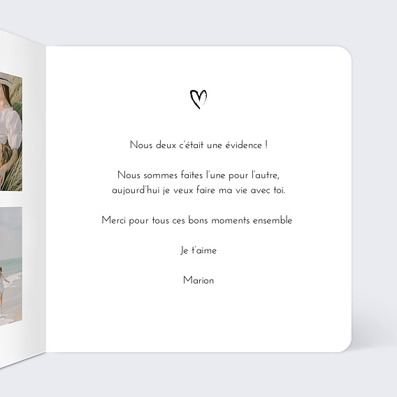 Carte d'amour Signature Intérieur Droit