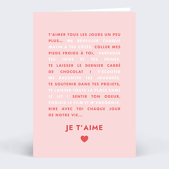 Carte d'amour Phrases Amour
