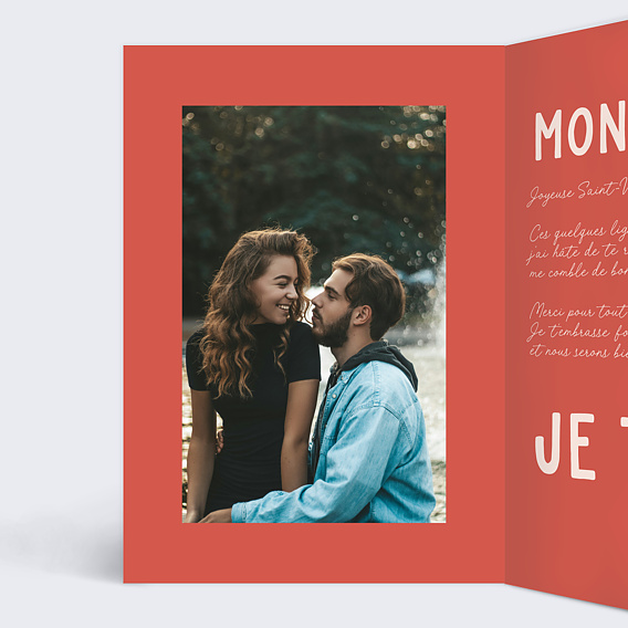 Carte d'amour Je t'aime Intérieur Gauche