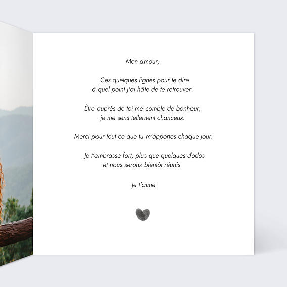 Carte d'amour Petit Coeur Intérieur Droit