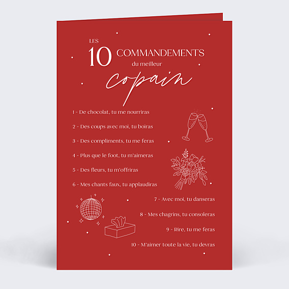 Carte d'amour Commandements Amour