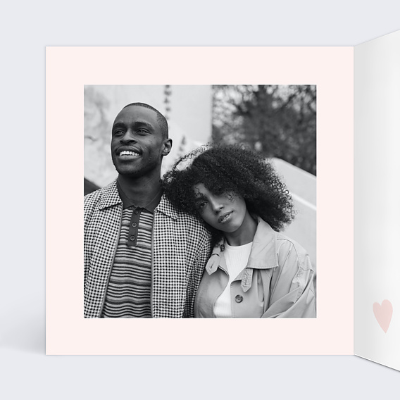 Carte d'amour Coeur Rose Intérieur Gauche