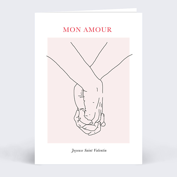 Carte d'amour Mains liées Recto