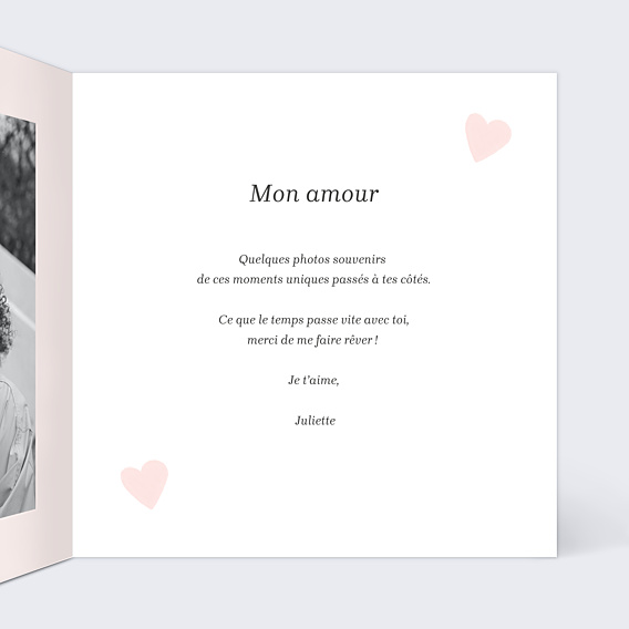 Carte d'Amour Coeur Rose