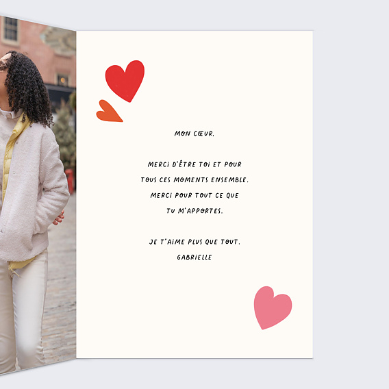 Carte d'amour Unique Intérieur Droit