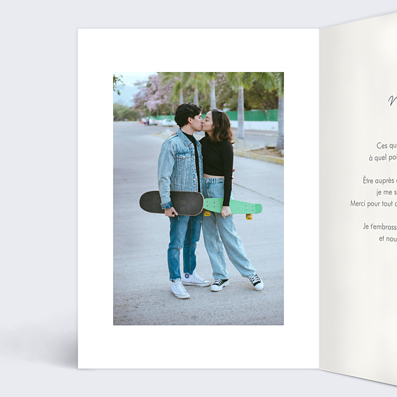 Carte d'amour Motif Coeur Lilas Intérieur Gauche