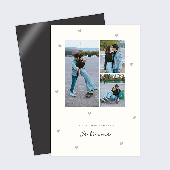 Carte d'amour Motif Coeur Lilas