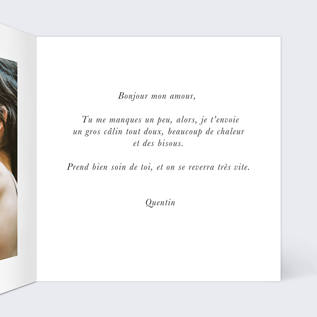 Carte d'Amour Affection Intérieur Droit