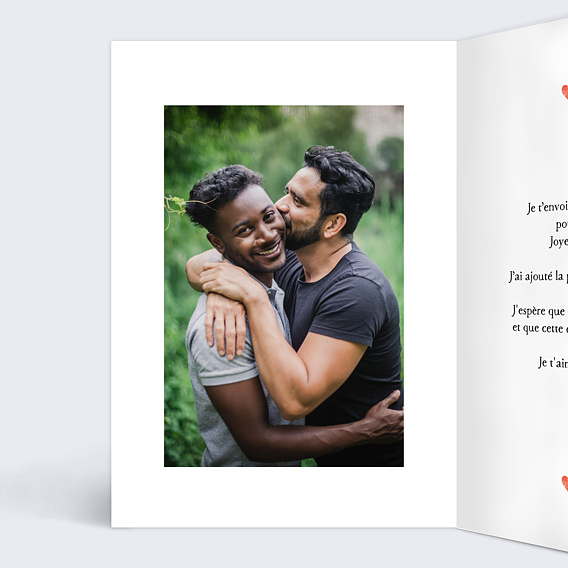 Carte d'amour Motif Coeur Intérieur Gauche