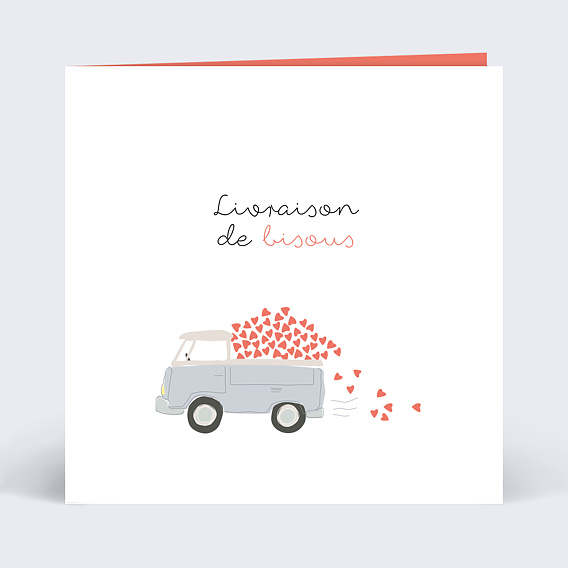 Carte d'amour Livraison de Bisous Recto