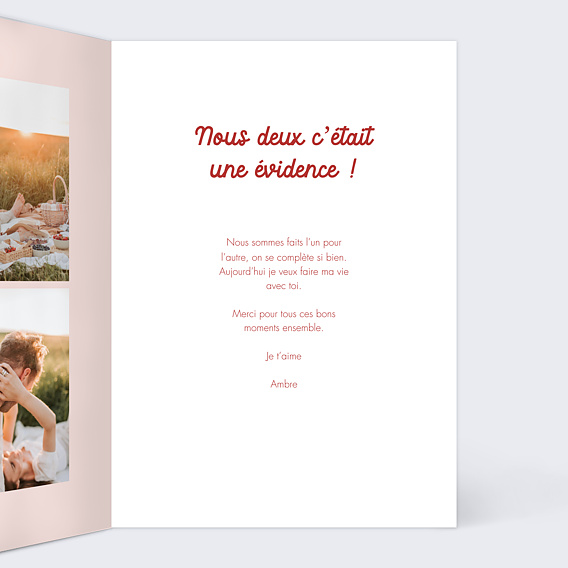 Carte d'amour Cap pas cap amour Intérieur Droit