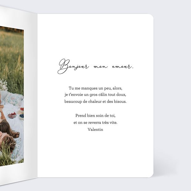 Carte d'Amour Bonjour Mon Amour Intérieur Droit
