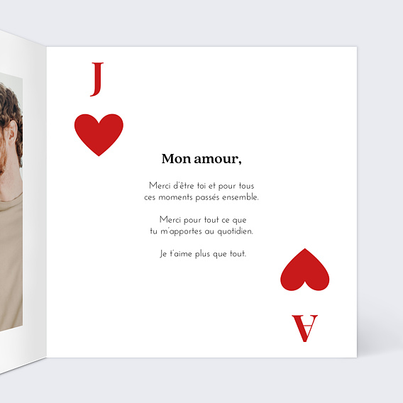 Carte d'amour Roi de cœur Intérieur Droit