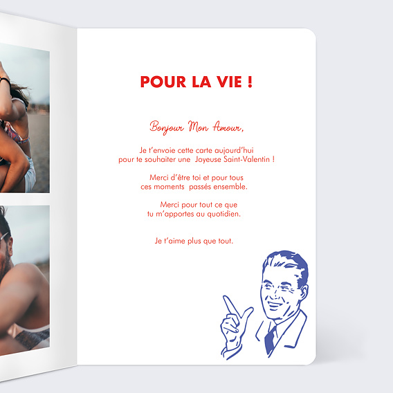 Carte d'amour Couple Vintage Intérieur Droit