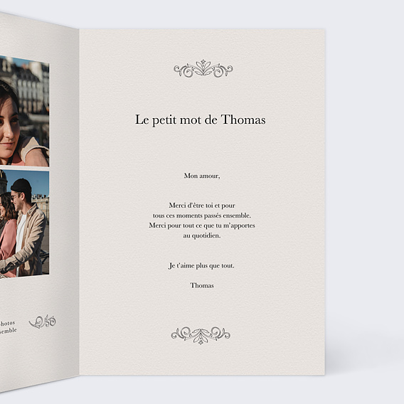 Carte d'amour Journal  Intérieur Droit