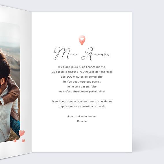 Carte d'amour Où que Tu Sois Intérieur Droit