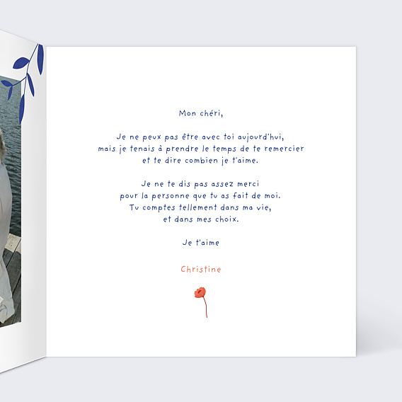 Carte d'amour Courrier Fleuri Intérieur Droit