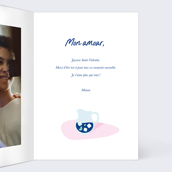 Carte d'amour Vivre d'Amour et d'Eau Fraiche Intérieur Droit