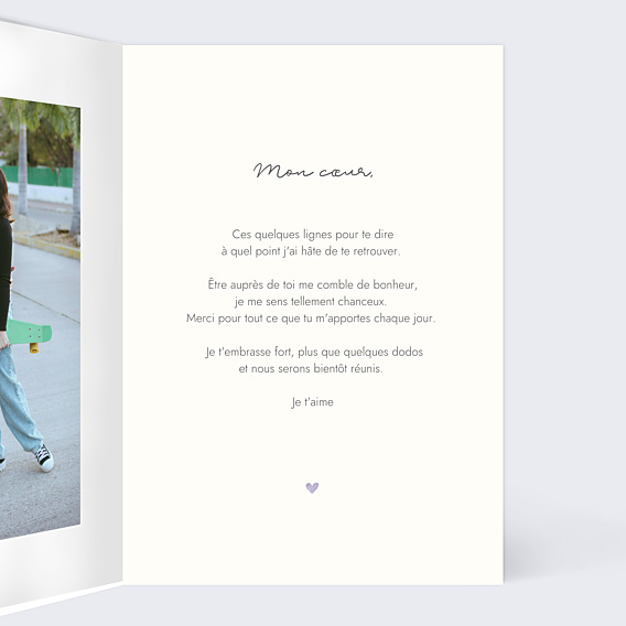 Carte d'Amour Motif Coeur Lilas