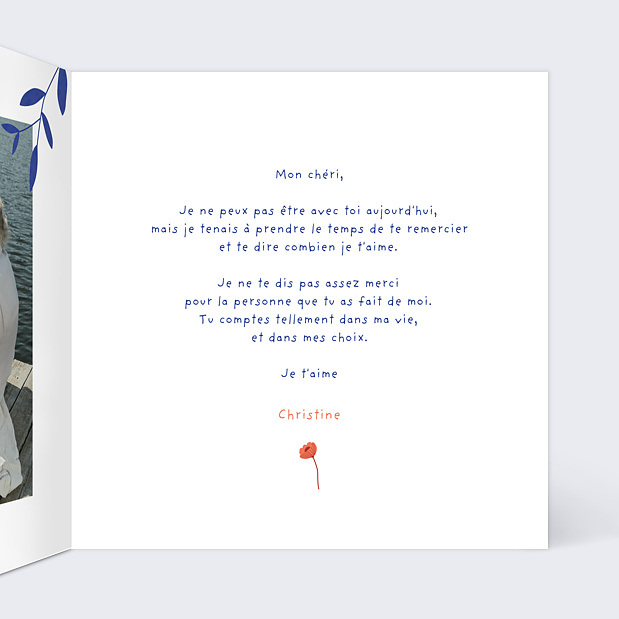 Carte d'Amour Courrier Fleuri Intérieur Droit
