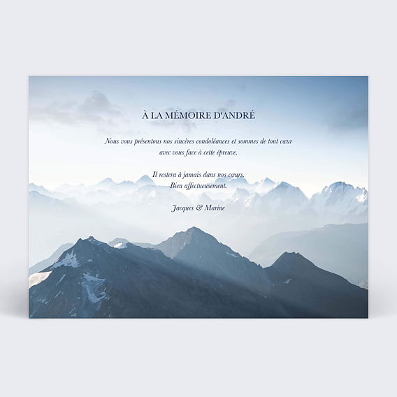 Carte de condoléances Montagne